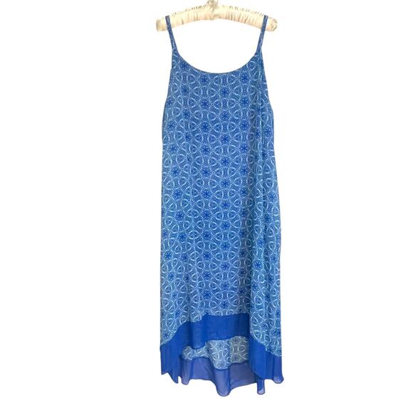 Lane Bryant Size 18/20 Blue Geometric Strapped Sleeveless Chiffon Maxi Dress - Picture 1 of 9